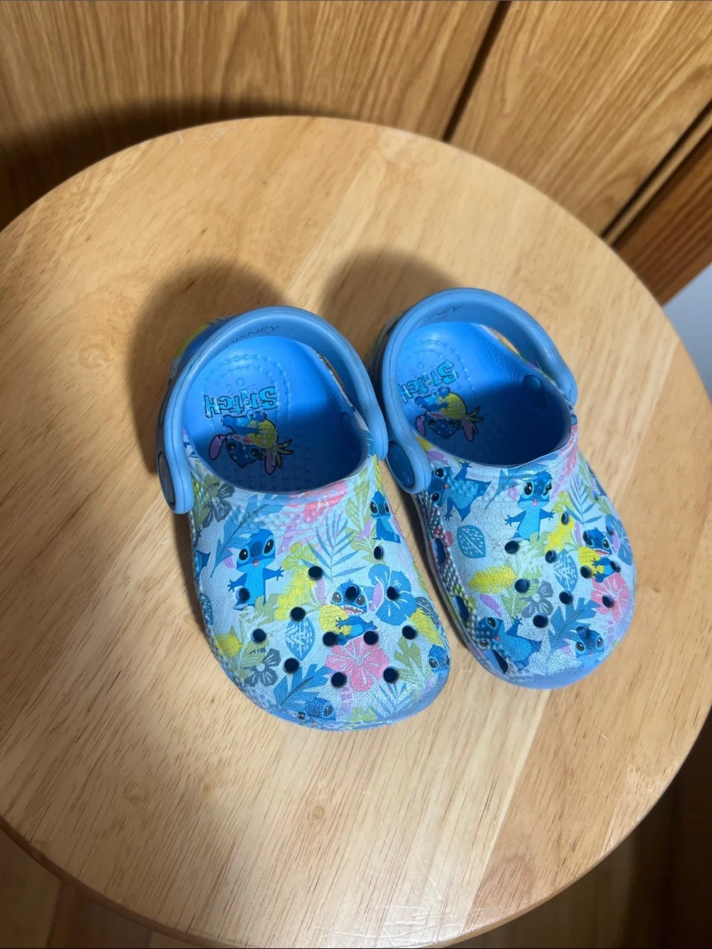 Disney Light Blue Stitch Floral Slip-On Clogs for Kids